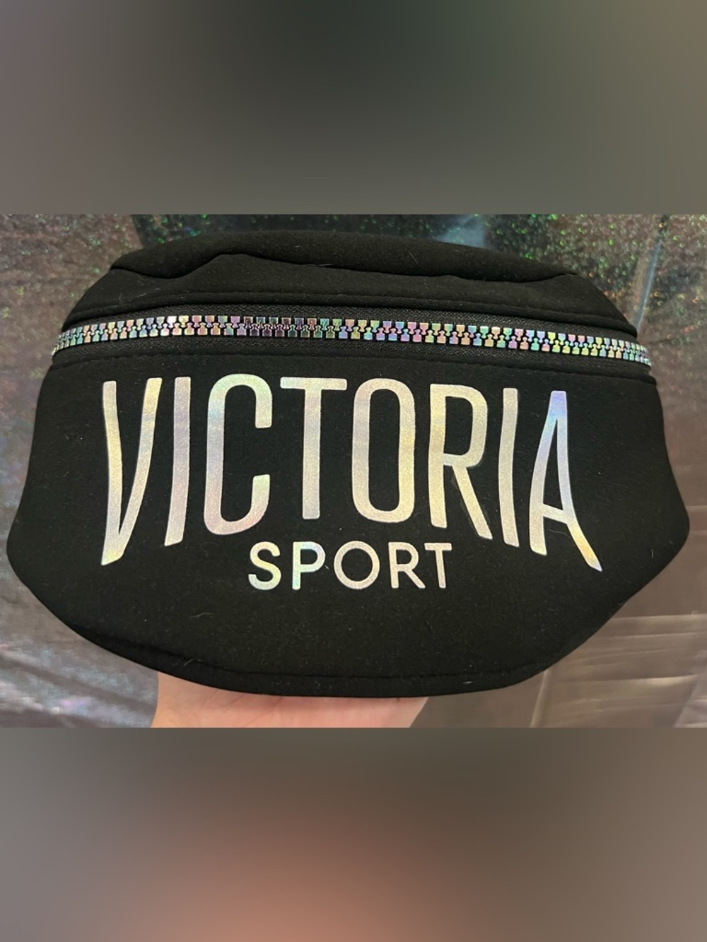 Victoria’s Secret Sport Black Fanny Pack | Iridescent Logo | Belt Bag